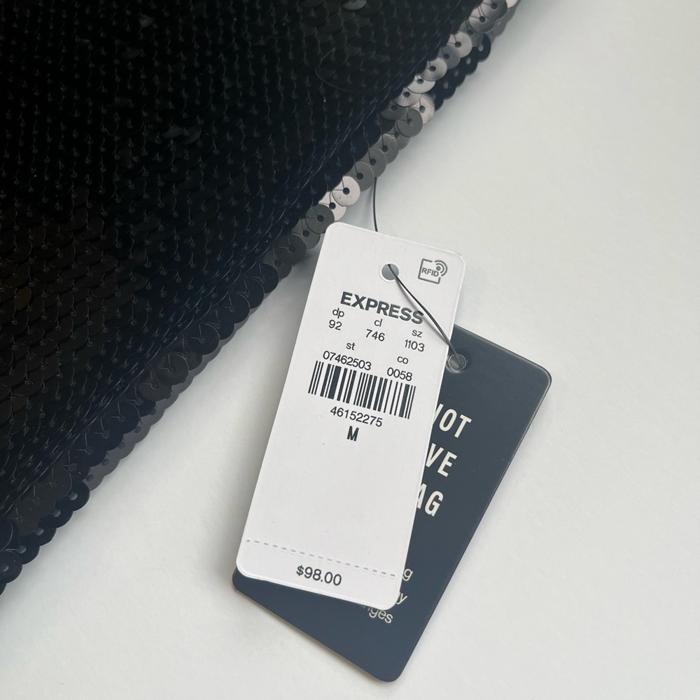 Express Shimmering Black Sequin Leggings - Picture 4 of 4